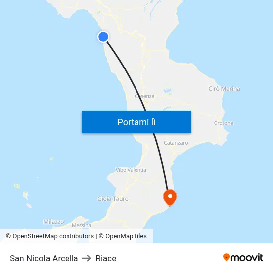 San Nicola Arcella to Riace map