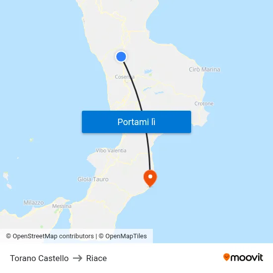 Torano Castello to Riace map