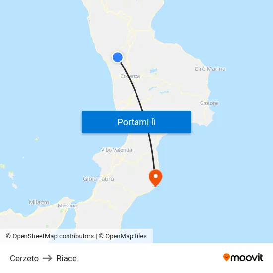 Cerzeto to Riace map
