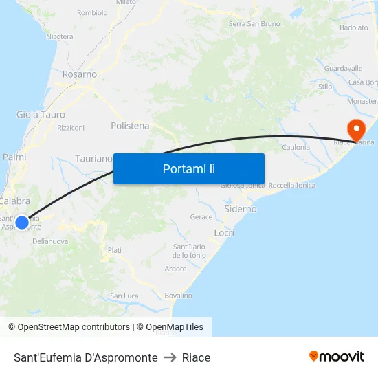 Sant'Eufemia D'Aspromonte to Riace map