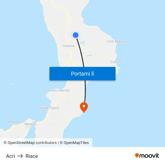 Acri to Riace map