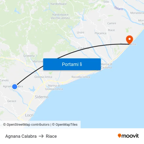 Agnana Calabra to Riace map