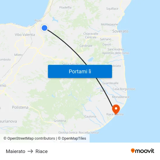 Maierato to Riace map