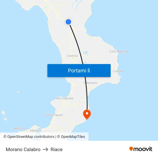 Morano Calabro to Riace map