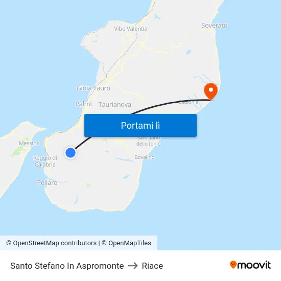 Santo Stefano In Aspromonte to Riace map