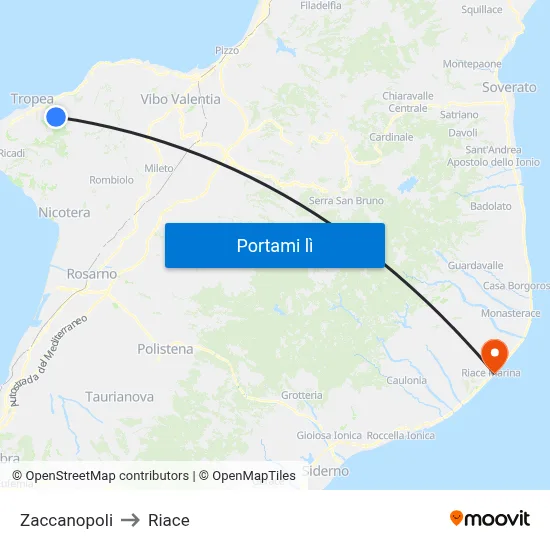 Zaccanopoli to Riace map