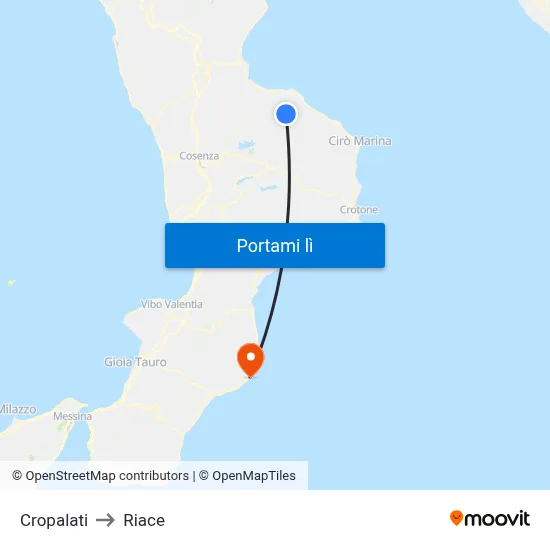 Cropalati to Riace map