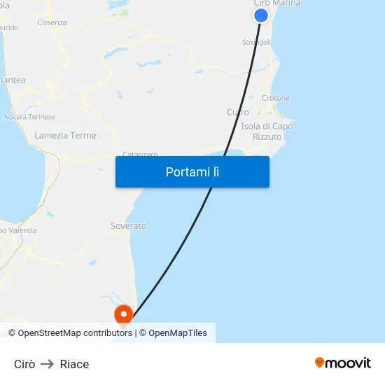 Cirò to Riace map