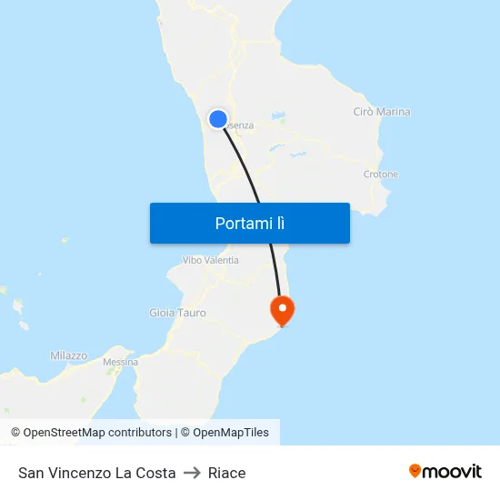 San Vincenzo La Costa to Riace map