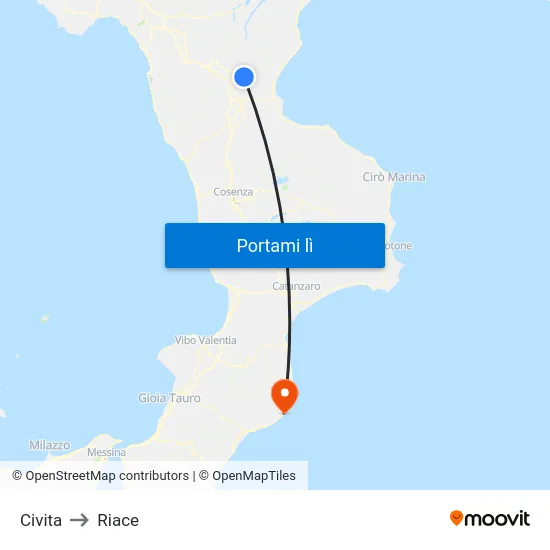 Civita to Riace map