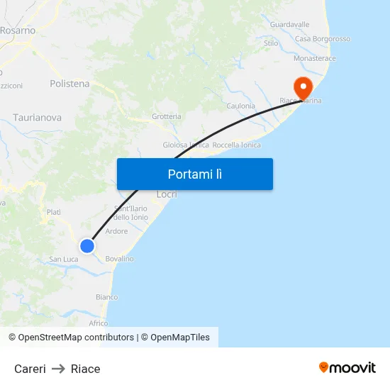 Careri to Riace map