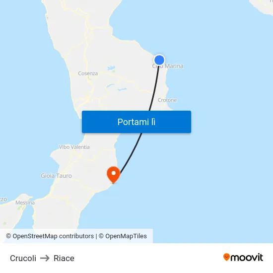 Crucoli to Riace map