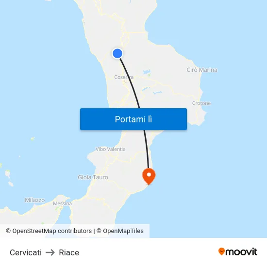 Cervicati to Riace map