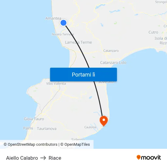 Aiello Calabro to Riace map