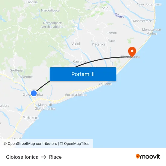 Gioiosa Ionica to Riace map