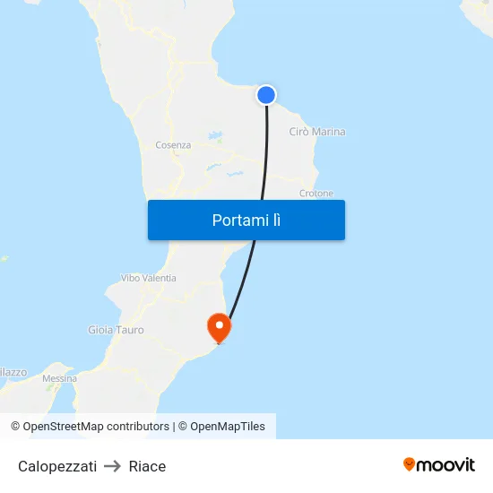 Calopezzati to Riace map