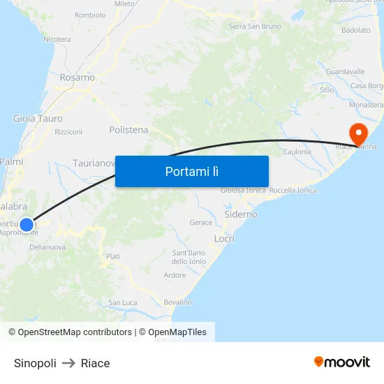 Sinopoli to Riace map