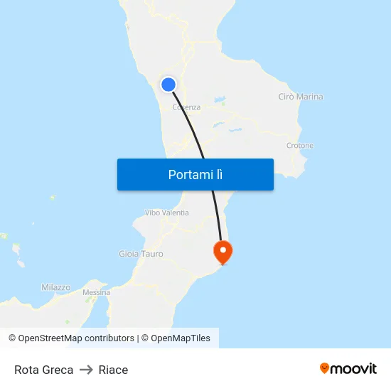 Rota Greca to Riace map