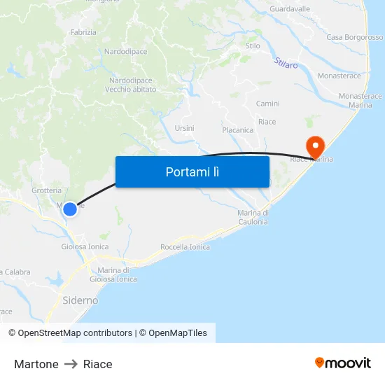 Martone to Riace map