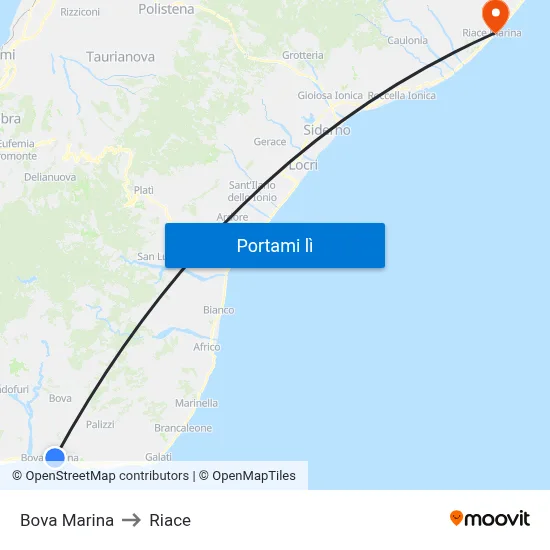 Bova Marina to Riace map