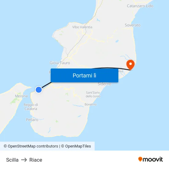 Scilla to Riace map