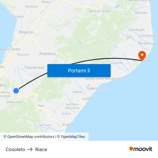 Cosoleto to Riace map
