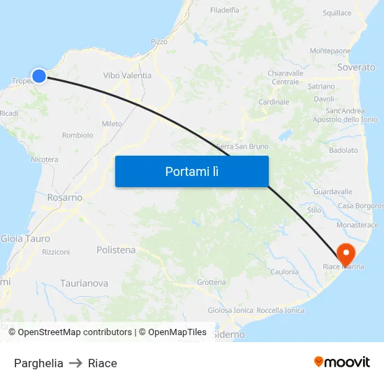 Parghelia to Riace map