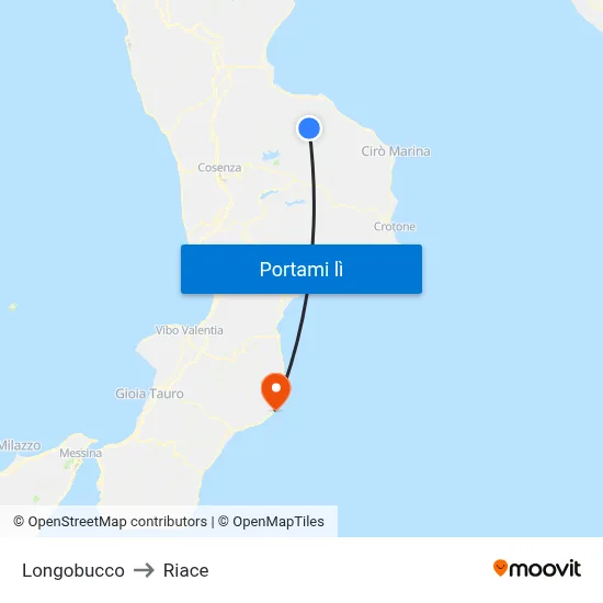 Longobucco to Riace map