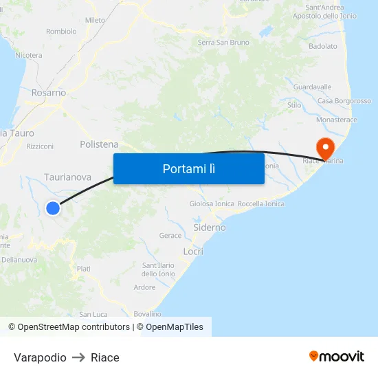 Varapodio to Riace map