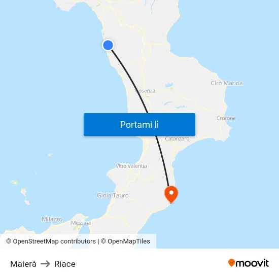Maierà to Riace map