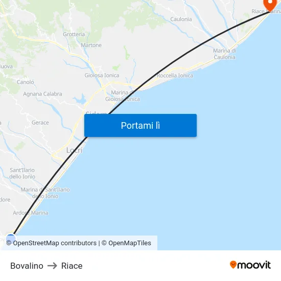 Bovalino to Riace map