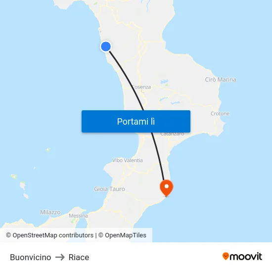 Buonvicino to Riace map