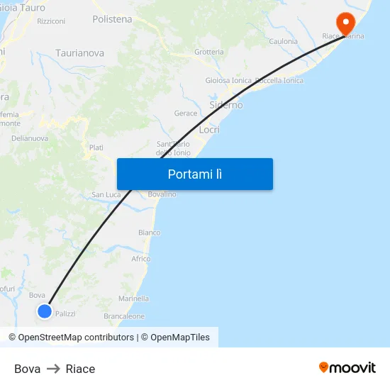 Bova to Riace map