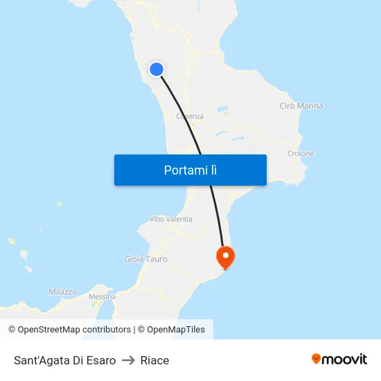 Sant'Agata Di Esaro to Riace map