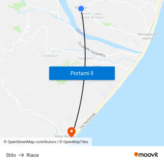 Stilo to Riace map