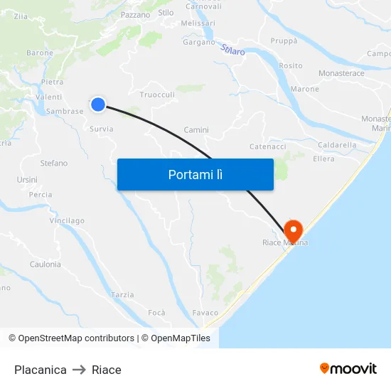 Placanica to Riace map
