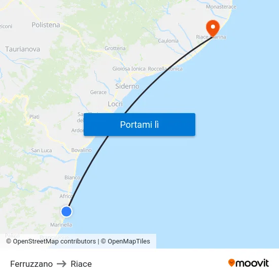 Ferruzzano to Riace map