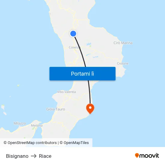 Bisignano to Riace map