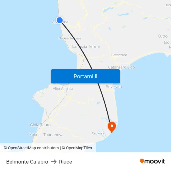 Belmonte Calabro to Riace map