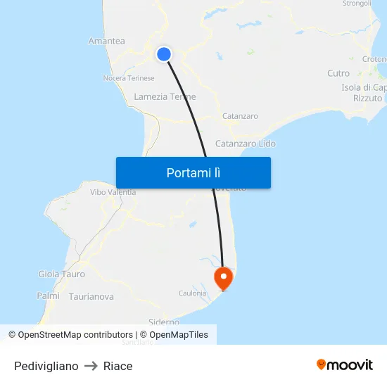 Pedivigliano to Riace map