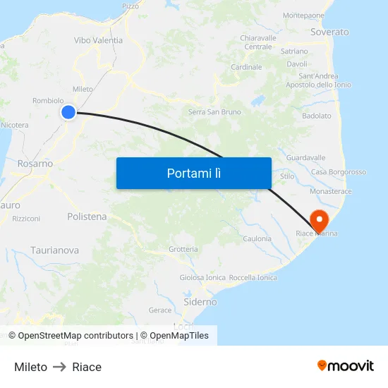 Mileto to Riace map