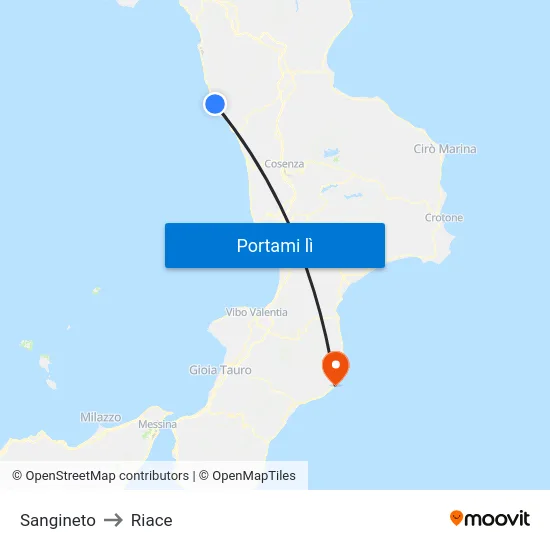 Sangineto to Riace map