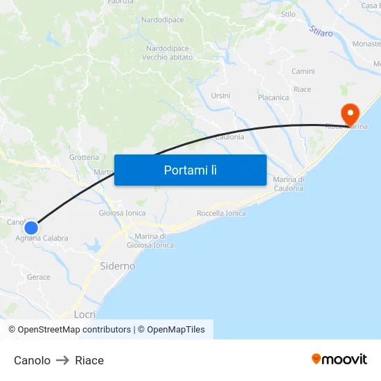 Canolo to Riace map