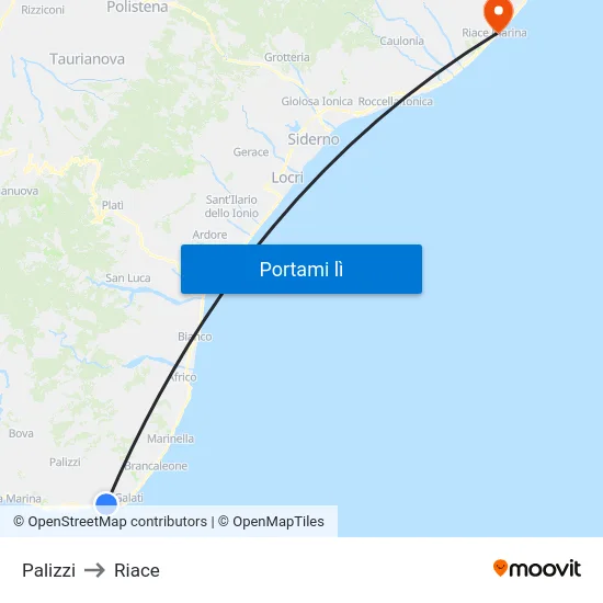 Palizzi to Riace map