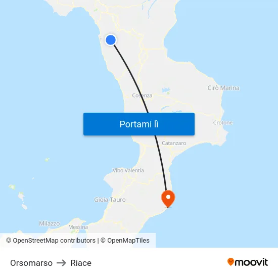 Orsomarso to Riace map