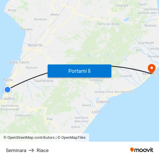 Seminara to Riace map