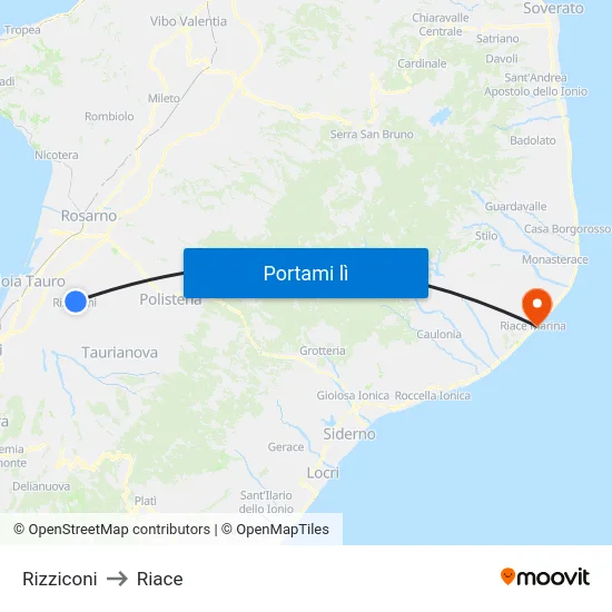 Rizziconi to Riace map