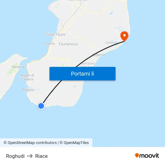 Roghudi to Riace map
