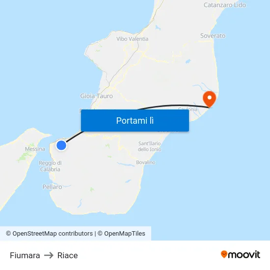 Fiumara to Riace map