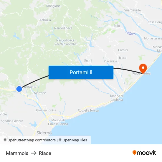 Mammola to Riace map